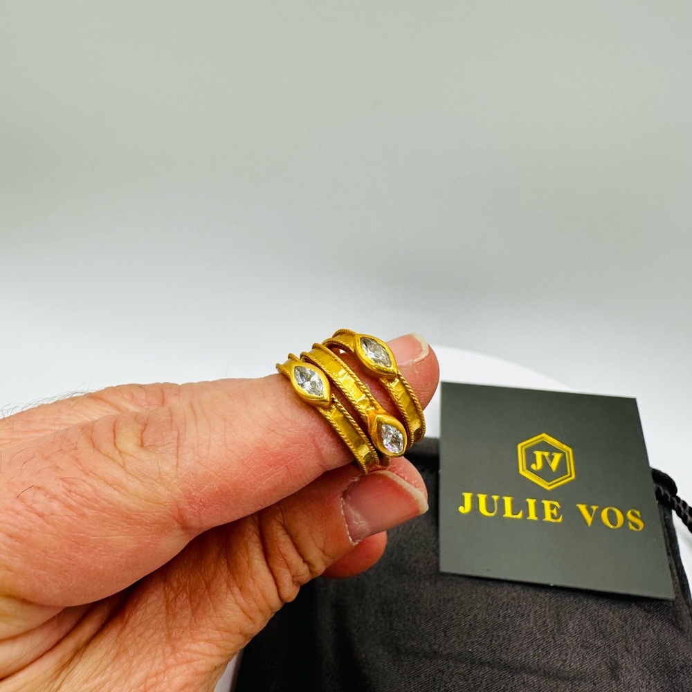 NWT Luxury Minimalist Authentic Julie Vos marquise cubic zirconia Ring Set - Picture 8 of 17